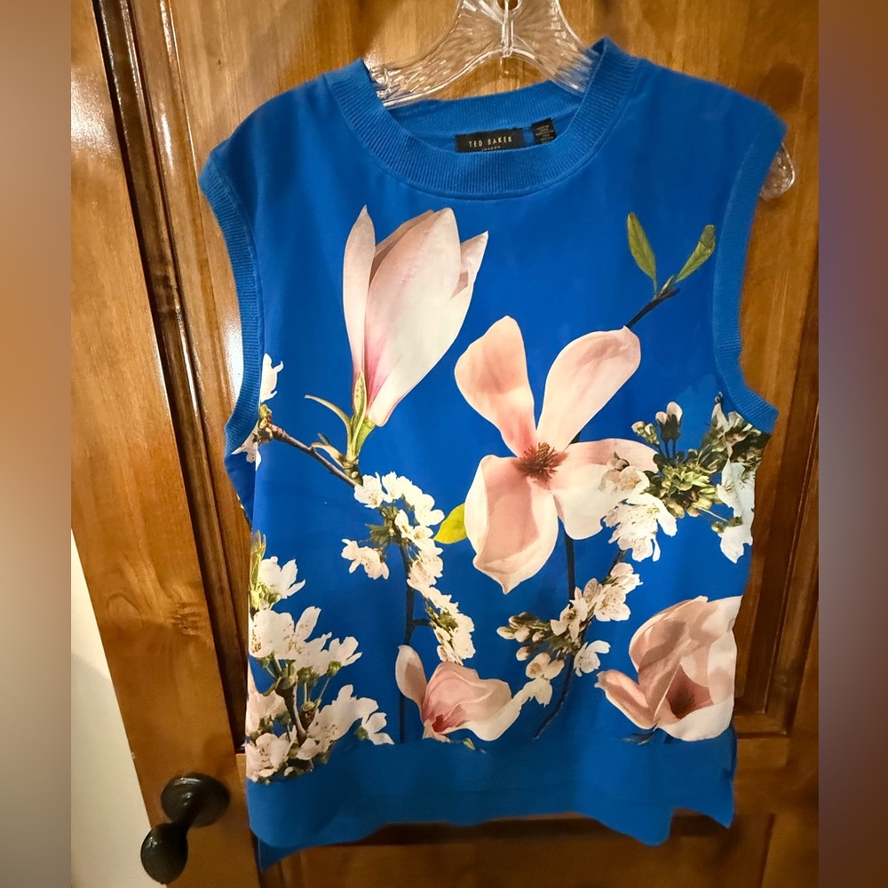 Ted Baker Harmony Floral Mixed Media Sleeveless Sweater - Picture 2 of 8